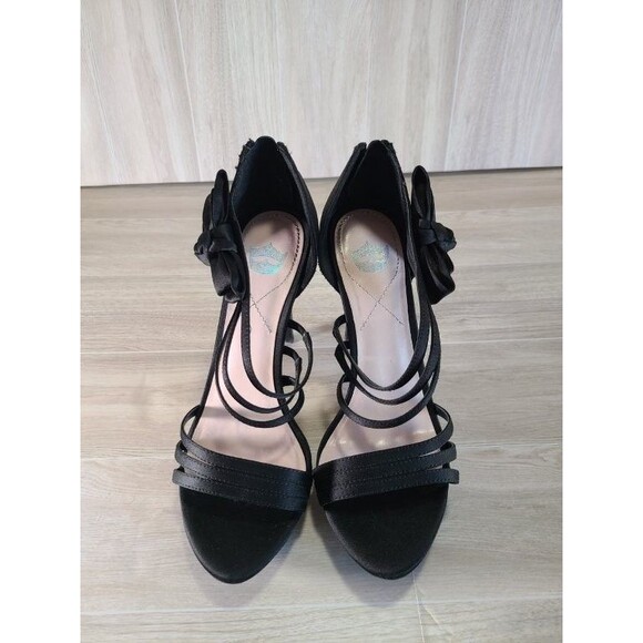 Miss America Black Bow Zip Heels Size 6.5 NIB – Strappy 4" Platform Sandals - Picture 4 of 11